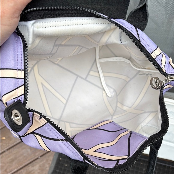 LONGCHAMP PARIS FRANCE LADIES Geometric Purple Black TOTE Handbag-RARE! - Picture 13 of 16